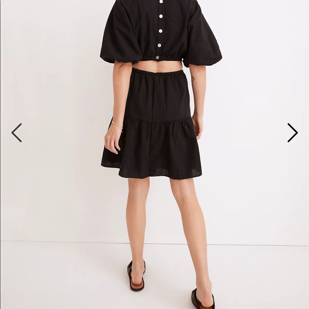 Madewell Seersucker Puff-Sleeve Cutout Mini Dress* - Picture 3 of 6